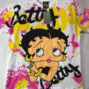 BETTY BOOP Big Head Big Graphic T-shirt White Short Sleeve Adult Size Medium New